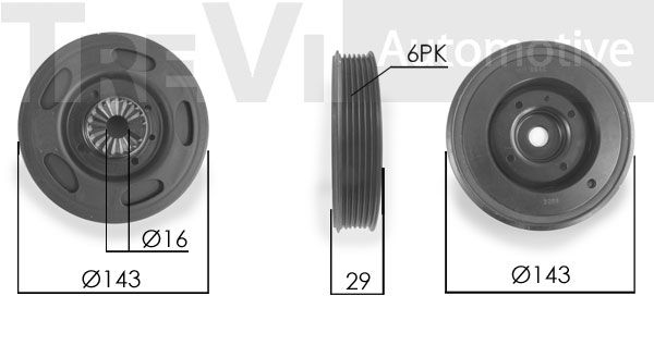 TREVI AUTOMOTIVE Hihnapyörä, kampiakseli PC1178